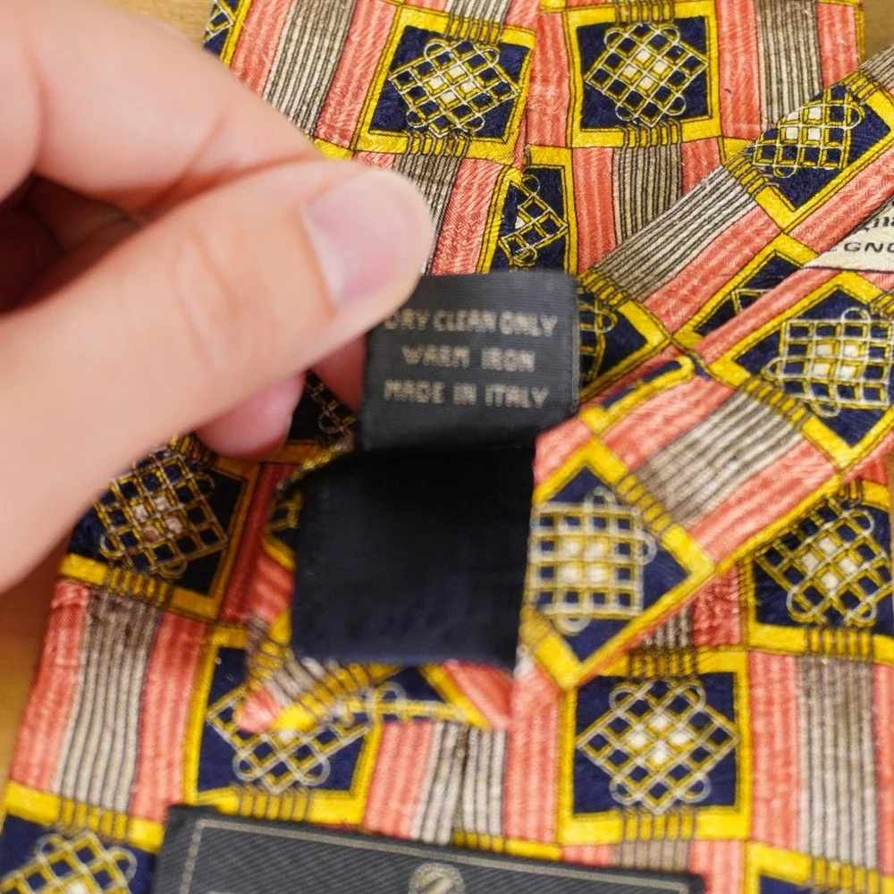 Ermenegildo Zegna Silk Tie Multicolor Geometric Lattice Made Italy 4x59 Luxury